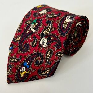 Mickey Unlimited Red Paisley Necktie Donald Duck Goofy The Tie Works Vintage